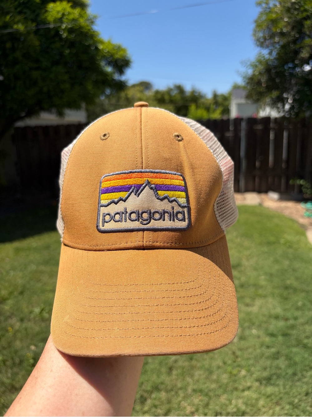 Patagonia Trucker Hat - Mustard Front with Beige Mesh